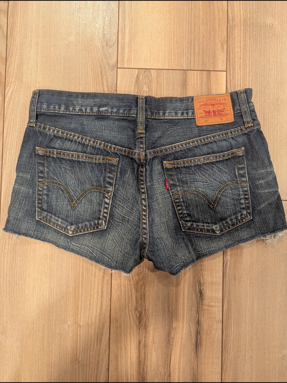 Levi's Women's Vintage Medium Blue Distressed Denim Cutoff Shorts